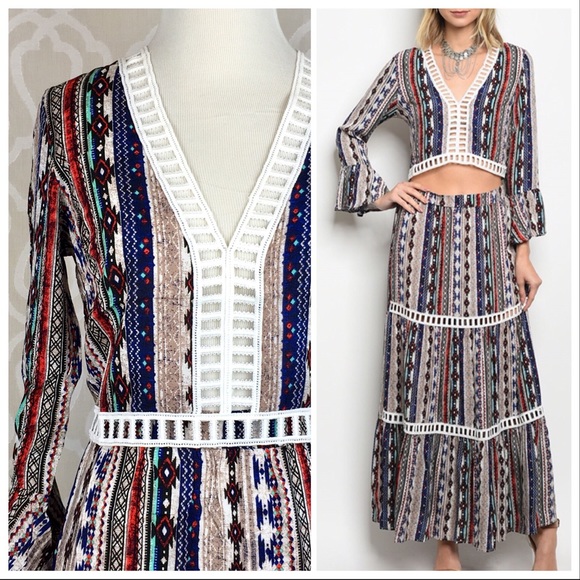 2 Piece Gypsy Bohemian Tribal Maxi - Picture 2 of 8